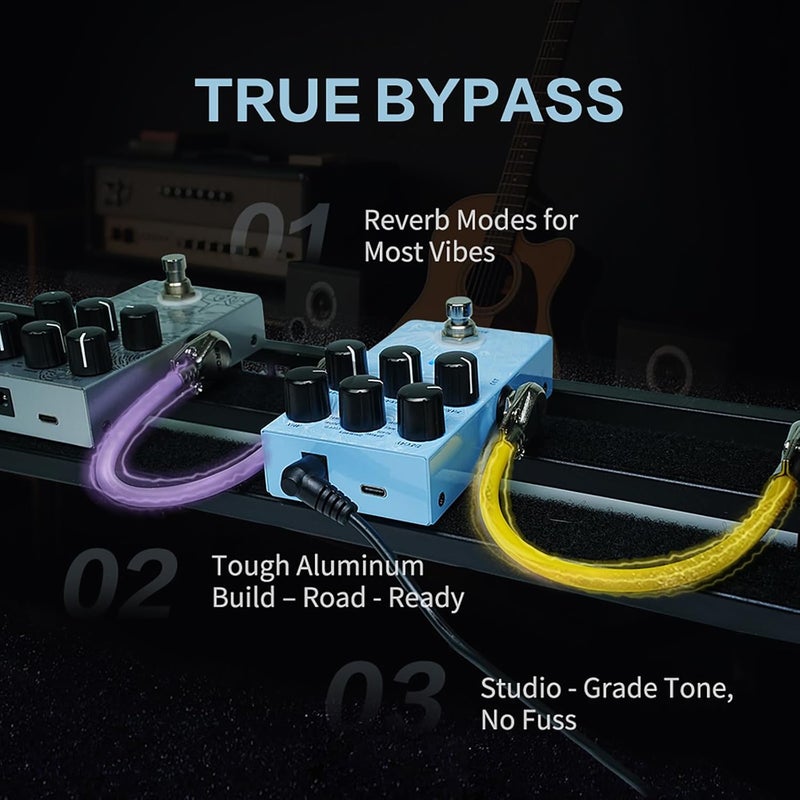 EROK Reverb Pedal – 9 Reverb Effects (Room, Hall, Plate, Spring, Shimmer, Cloud, Bloom, Swell, LoFi) for Electric Guitar, Bass & Piano - Image 4